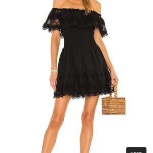 Lovers and Friends black eyelet off shoulder dress. XS